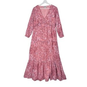 Rachel Zoe paisley tiered maxi dress 100% cotton size Small V-neck